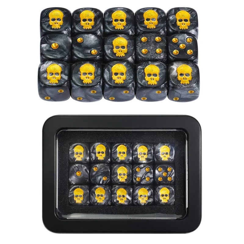 15PCS 16mm/0,63inch D6 Wargaming sada kostek pro stolní miniatury hry Sledování poškození armádní frakce žetony kostek