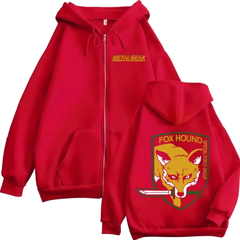 Metal Gear Solid Game FOX HOUND Logo Print Zipper Hoodies Men Women Clothing Fashion Pullovers Zip Up Hooded Sweatshirts Jackets — image 4