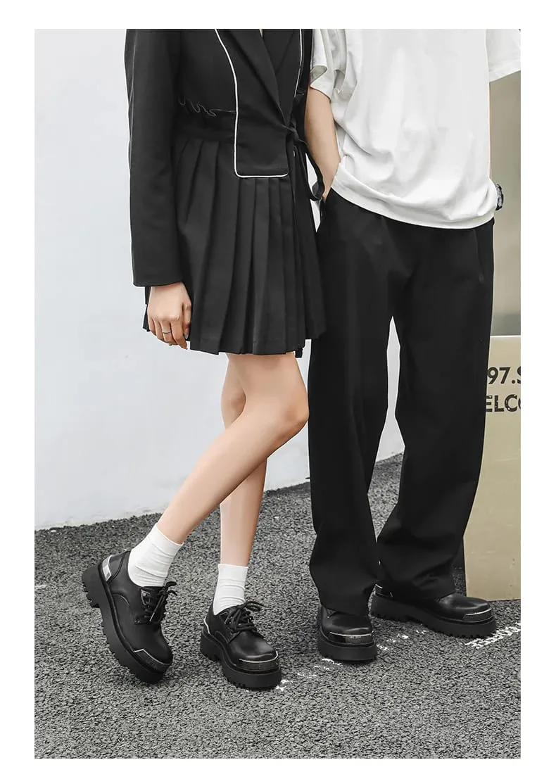 Retro Men Derby Shoes Black Casual Lace Up Thick Soled Wear-resistant Business Couple Commuting Shoes Outdoor Work Shoes Men — image 10