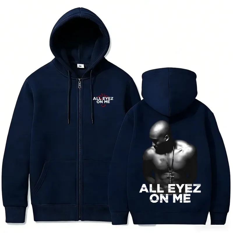Рэпер Тупак 2pac All Eyez on Me Толстовка на молнии с крестом для мужчин и женщин в стиле хип-хоп модные толстовки на молнии Мужская повседневная уличная одежда большого размера — image 7
