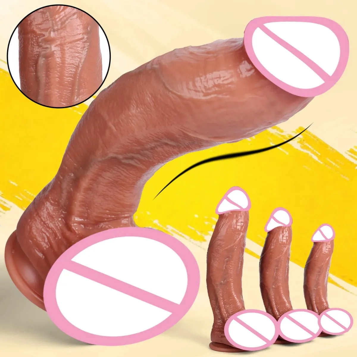 Mainan Seks Dewasa Penis Tebal Silikon Realistis Dildo Bend untuk Wanita Dildo Masturbasi Vagina Anal dengan Pemijat Kontol Cangkir Isap — image 2