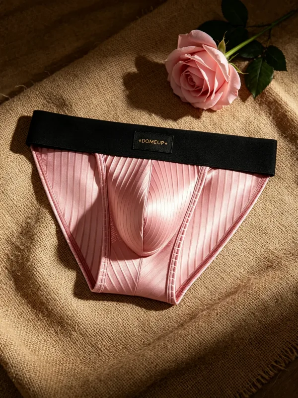 Men Underwear Shiny Striped Triangle Briefs Front Bulge Pouch Sexy Low Rise Slim Fit Daily Mens Underpants DP915 — image 5