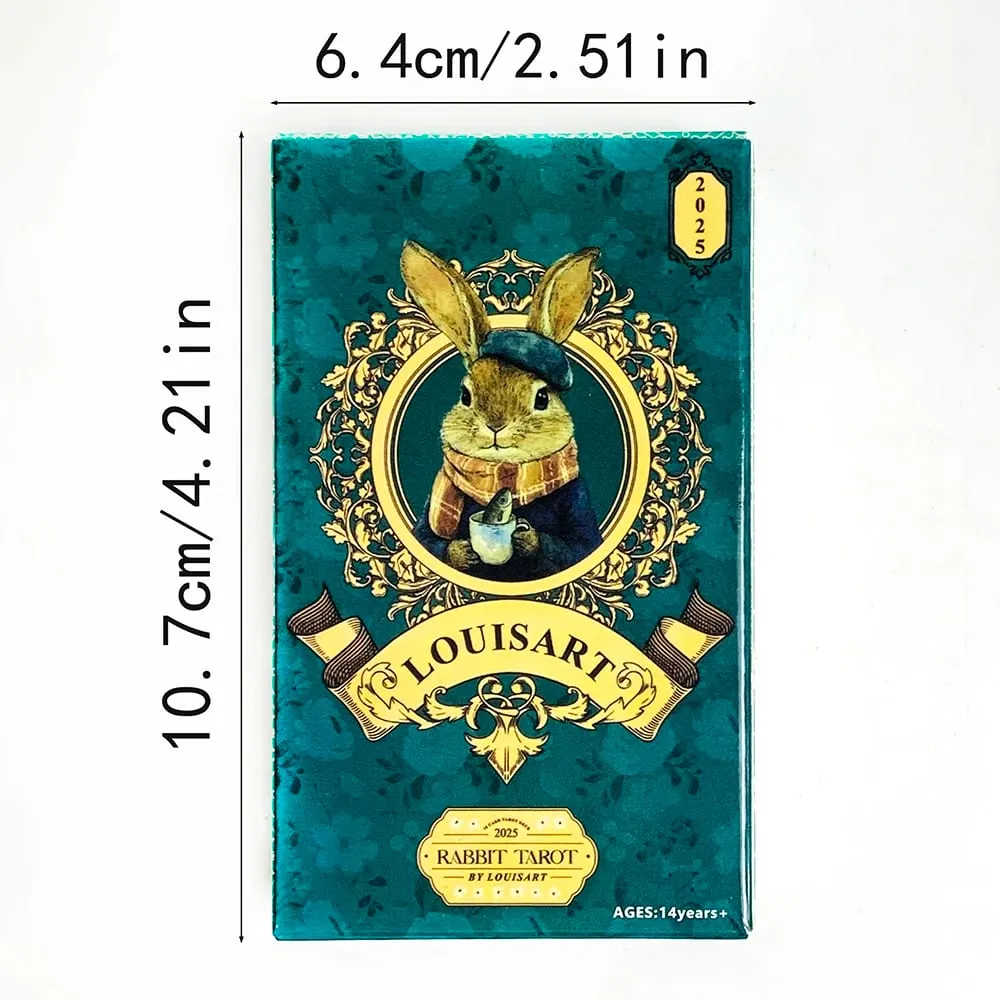 Louisart Rabbit Tarot Cards 78 Cards Vintage Green Luxury Tarot Deck Cute Anthropomorphic Rabbit Art Divination Cards Game — image 6