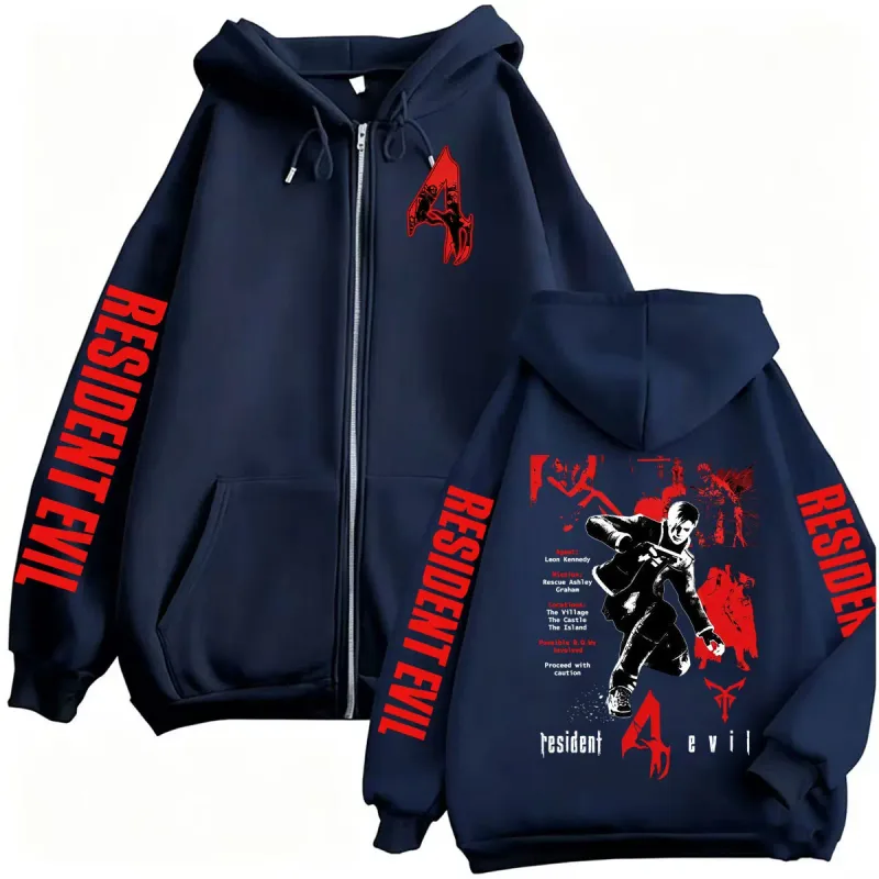 Limited Resident Evil Requiem Leon Kennedy Zipper Hoodies Men Women Harajuku Fashion Jacket Sweatshirts Long Sleeve Zip Up Coats — image 4