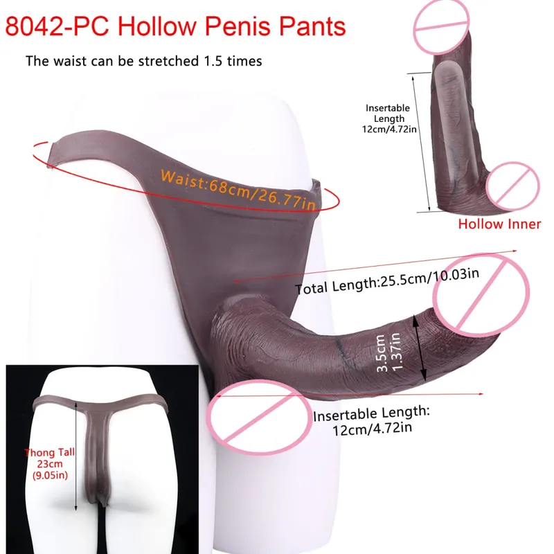 2 farben Riesige Hohl Dildo Hosen Hohe Taille Strap-On Penis Extender насадка на член Für Männer Verzögerung Ejakulation ultra Dildo — image 26