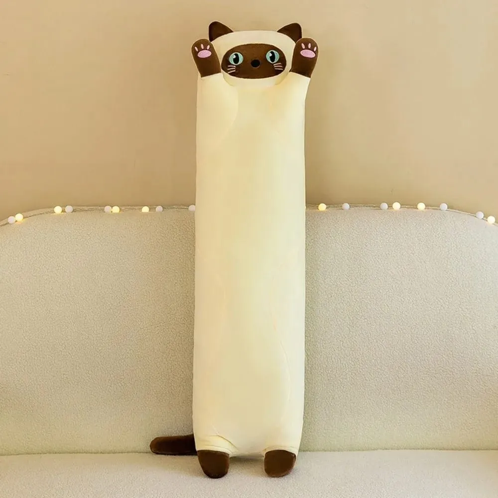 Bonito 50/70cm gato brinquedo de pelúcia longo adorável dormir travesseiro macio criativo pelúcia animal decoração para casa
