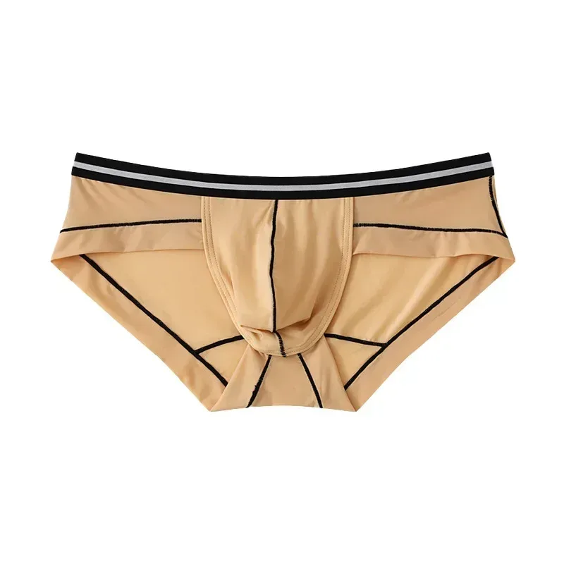 Ice Silk Briefs Seamless Panties Men Bulge Pouch Underwear Male Breathable Underpants Man Sexy U Convex Pouch Bikini Lingerie