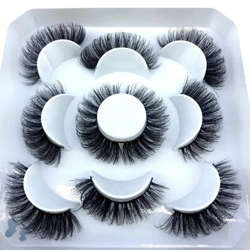 New Cat Eye Lashes 5/7/10 pairs 3D Faux Mink Eyelashes Winged Fluffy Fake Lashes Soft Natural long Full Strip Lash Make — image 34
