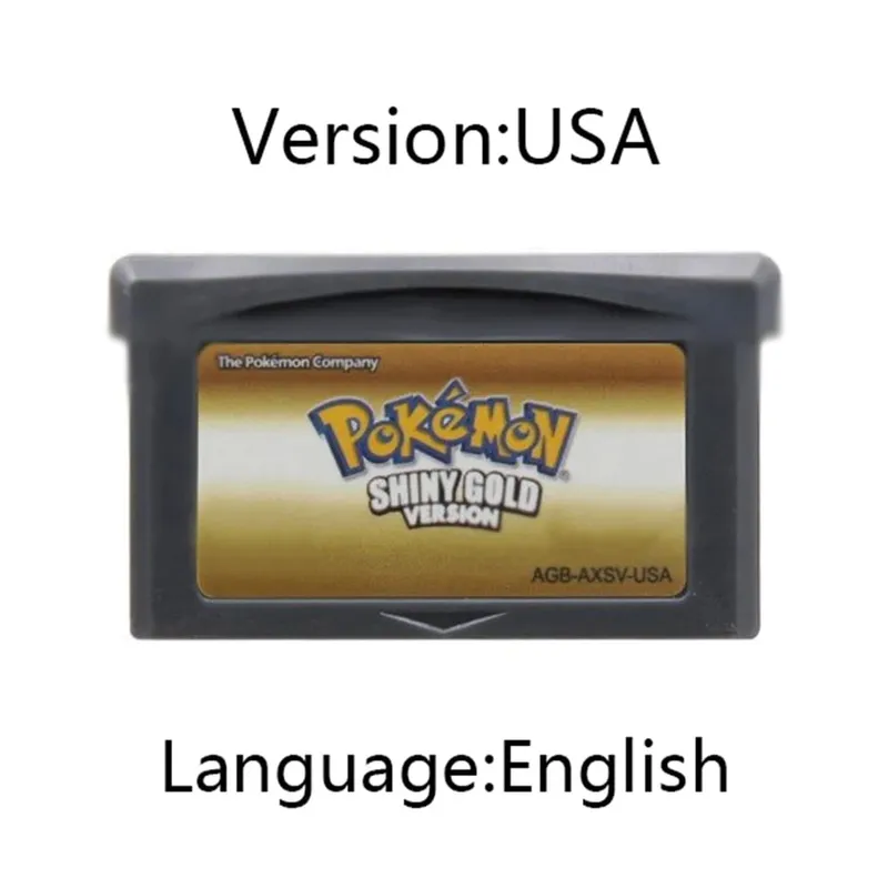 GBA Pokemon Game Cartridge 32-bitars videospelskonsolkort AshGray Liquid Crystal Light Platinum Moemon Emerald Engelska språket — image 13