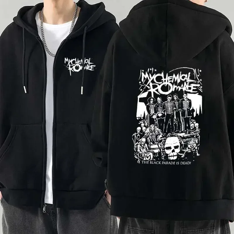 Men Fashion Hoodies Jacket Coats My Chemical Romance Mcr Dead Zipper Hoodie Top Loose Black Parade Punk Emo Zip Up Sweatshirt — image 20
