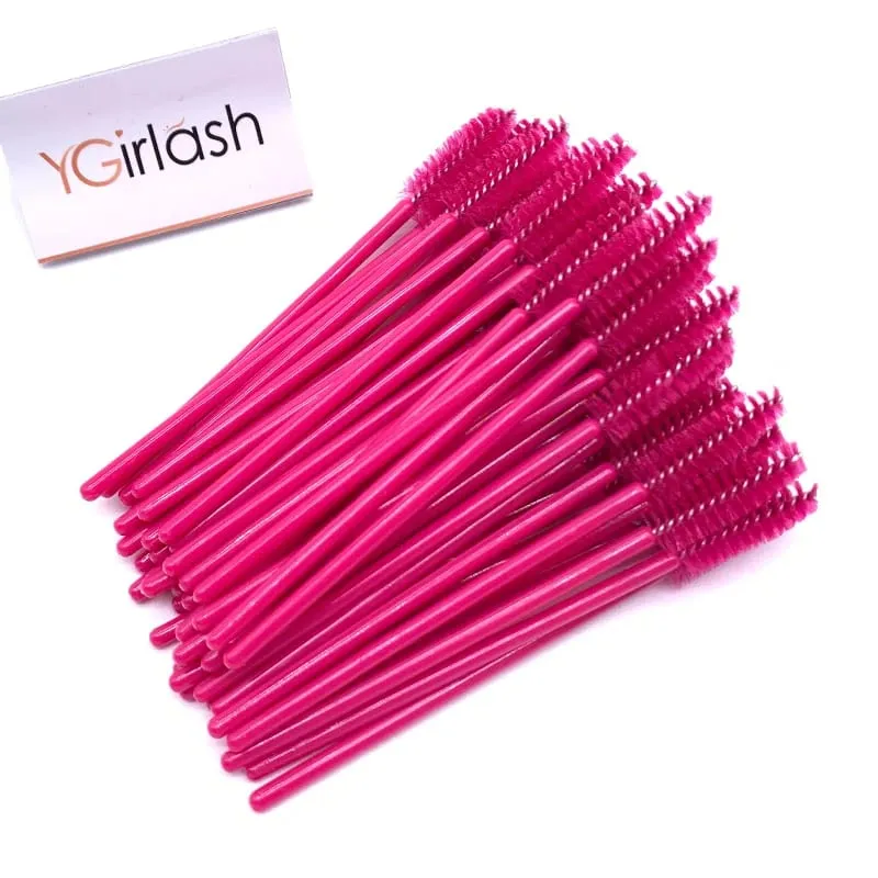 YGirlash 50 יחידות Lash Swans מוליך ריסים קריסטל ידית יהלום חד פעמית שרביטי מסקרה ניילון מברשת כלים קוסמטיים
