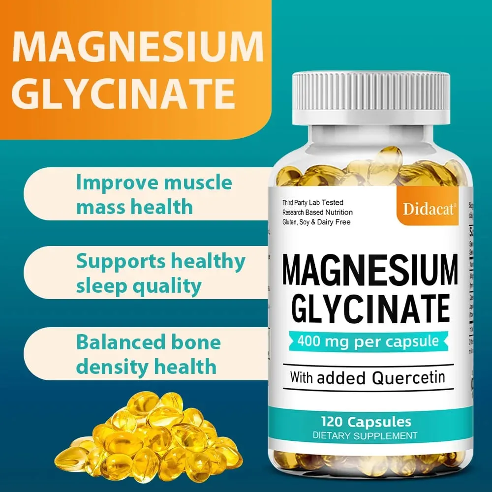 Glicinato de magnésio - com quercetina melhora a saúde cardiovascular, reduz o estresse e promove o crescimento muscular do sono saudável — image 2