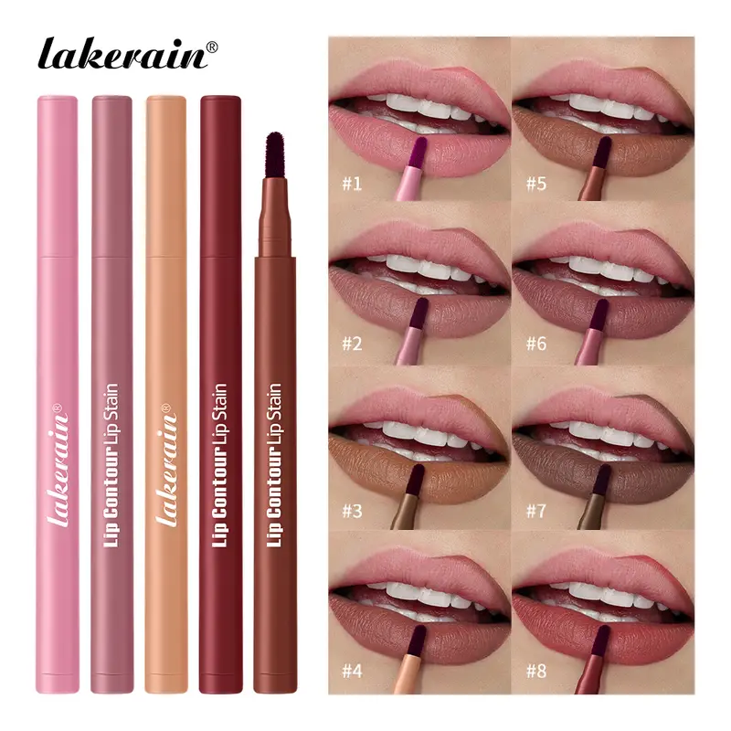 Lakerain Lip Contour Lip Stain Pen Nepřilnavý kalíšek odolný proti rozmazání, Hydratační kosmetický make-up na rty 2 v 1 Lip Stain & Liner — image 2
