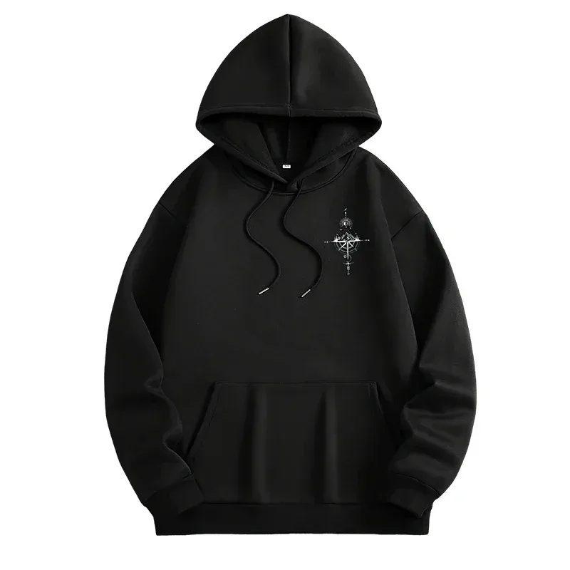 Vintage Compass Print Hoodies for Men High Quality Hooded Long Sleeve Pullover All Season Daily Casual Sports Tops Men's Clothes — image 18