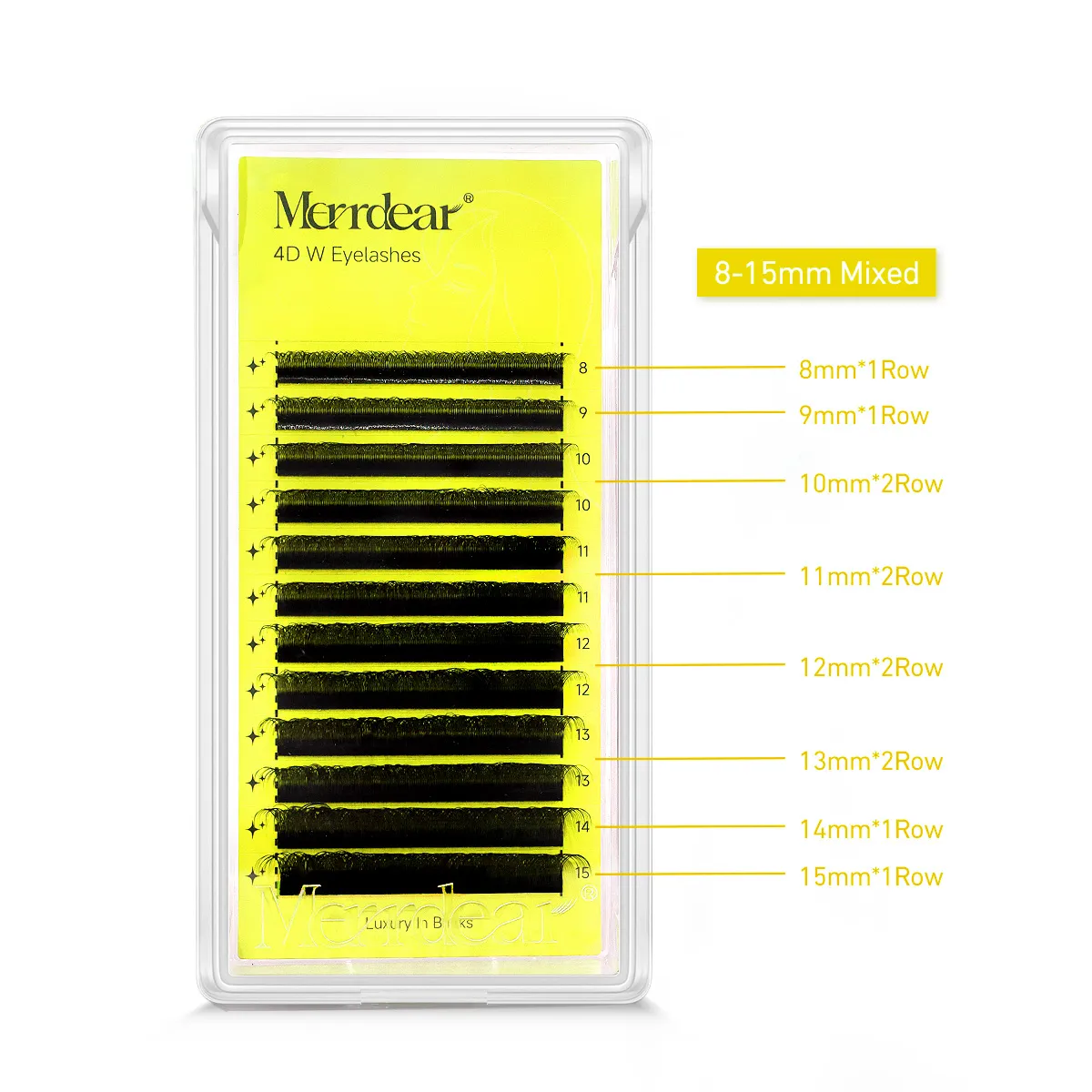 Merrdear 4D W 여성용 속눈썹 확장 8-15mm 혼합 트레이 C/D 컬 가짜 속눈썹 4D W 자형 눈 속눈썹 자연 데일리 메이크업 — image 6