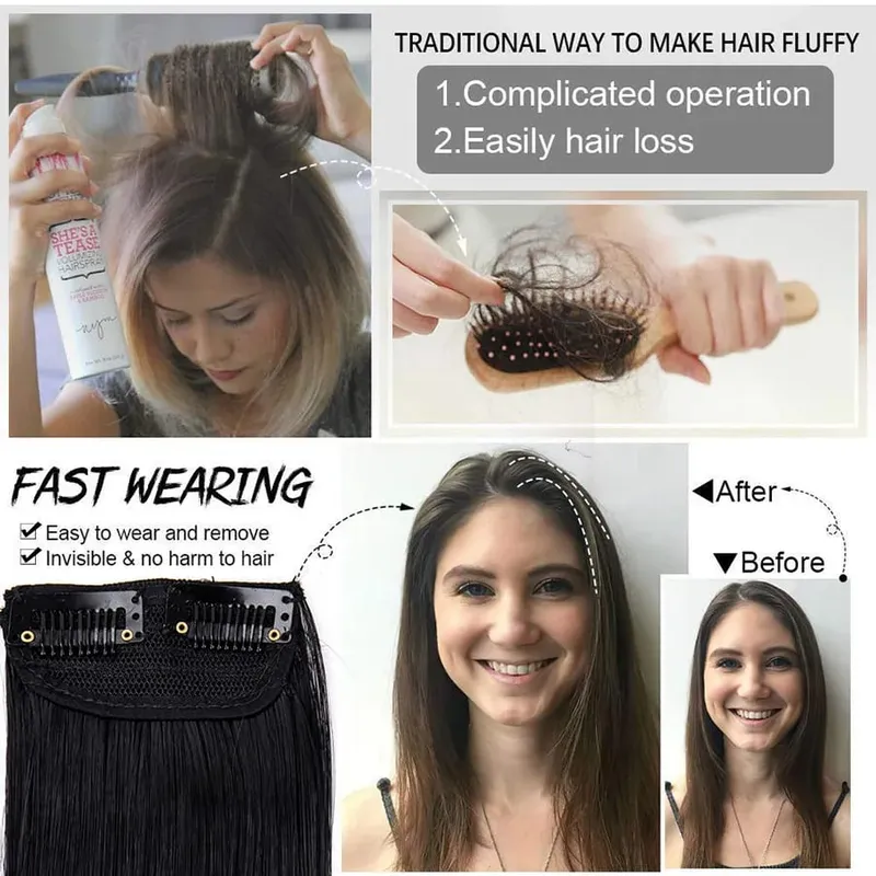 Synthetic 10"20"30Cm Clip In Extension Straight Hair Pad Hairpieces Thinning Hair Invisible Seamless Hair Pads Increase Hair