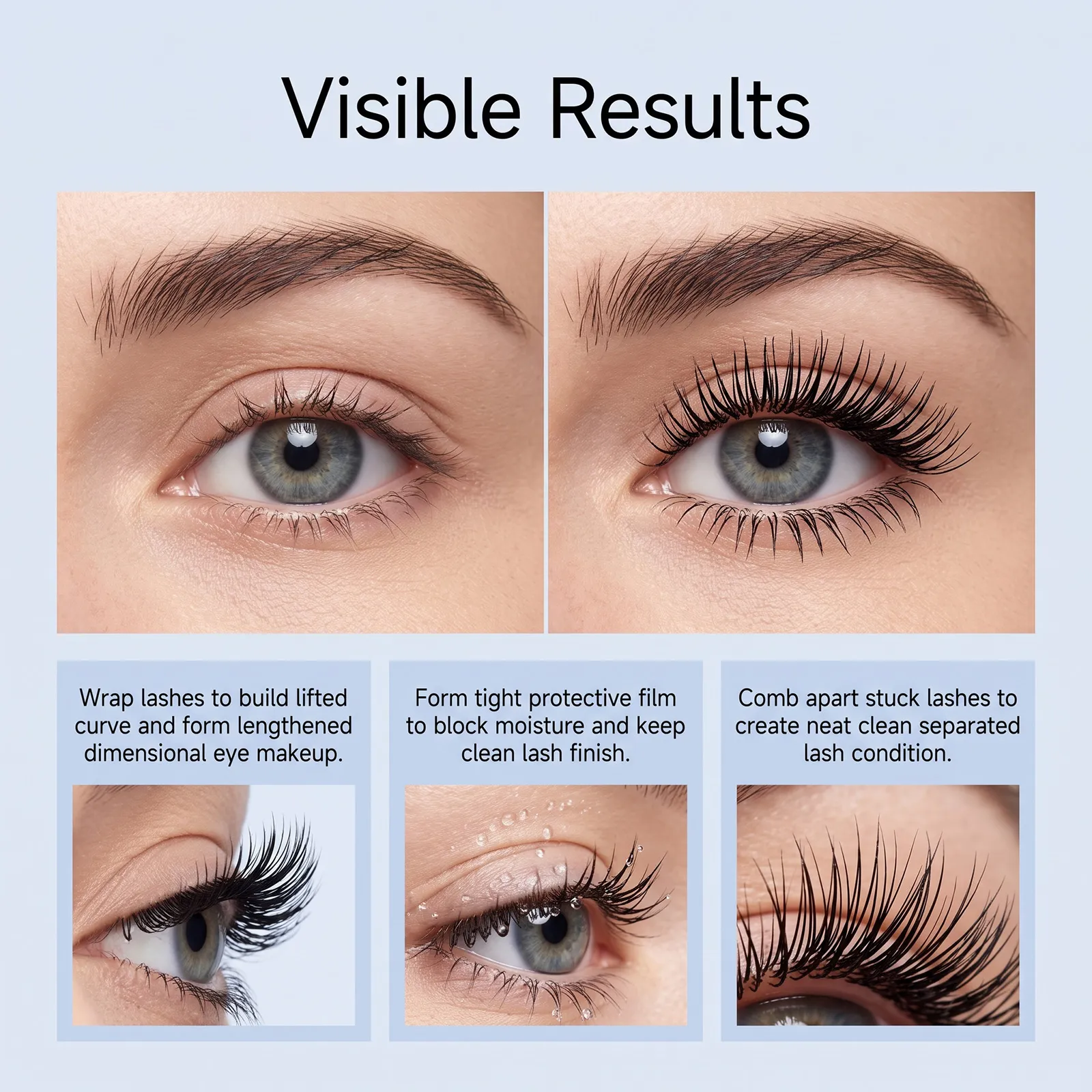 Curling Mascara Long Lasting Waterproof Smudge Proof Volumizing Eye Makeup Nourishing Formula Black Silk Fibre Mascara 4g — image 5