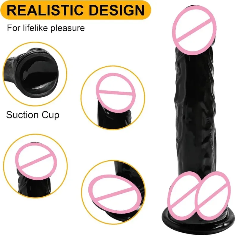 Waterproof Realistic Black Dildo Masturbators Anal Gay Soft Clitoris Vaginal Massager Penis Suction Cup Dick Sex Toys for Women