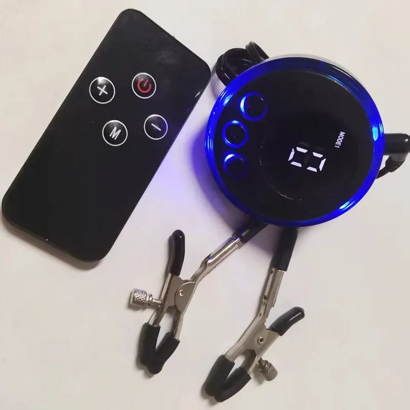 Remote Control Electric Shock Metal Nipples Clamps Breast Stimulation Massage Klitoris Labia Clips Mga Pang-adultong Laruan para sa Mga Babaeng Lalaki — image 6
