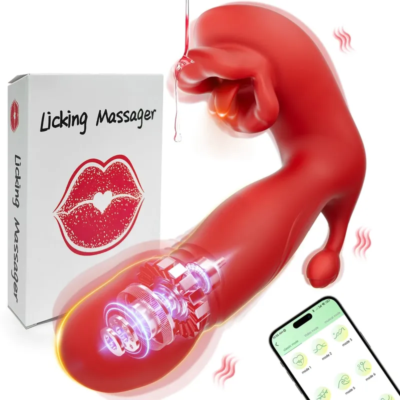 Luxurious Field 3 IN 1 APP Control Tongue licking Vibrator Dildo Sex Toys for Women G Spot Clitoral Stimulation Massager Adults