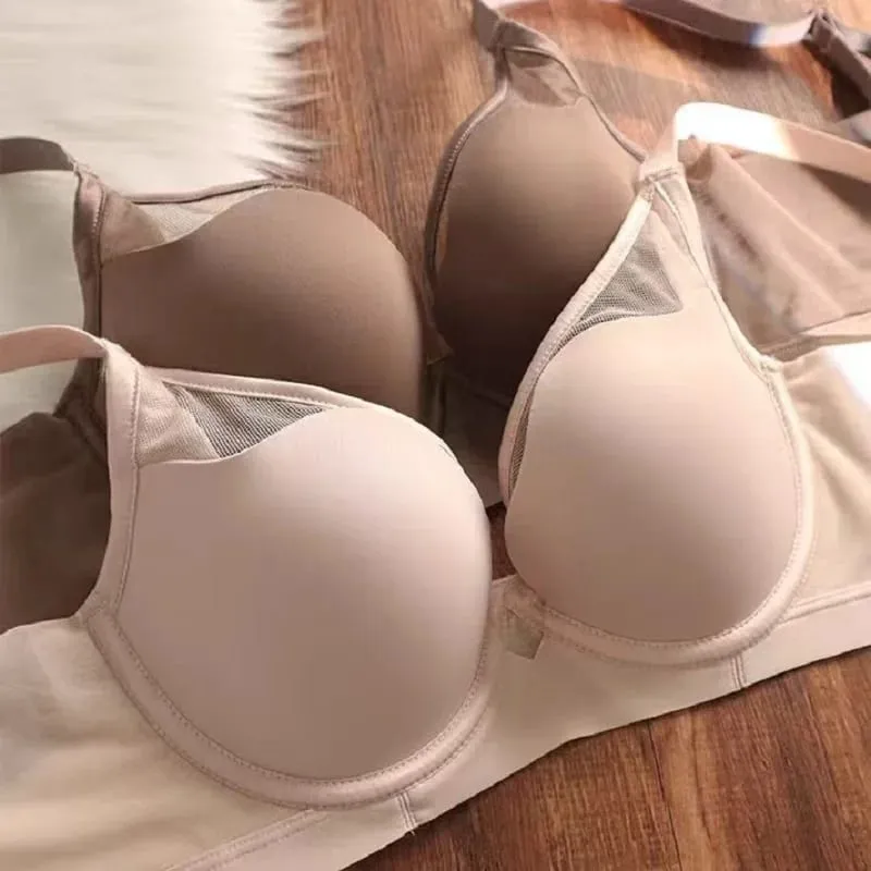Soutien-gorge Push Up fin sans couture, grande taille, pour femmes, gros seins, aspect plus petit, Anti-affaissement, soutien-gorge à armatures doux