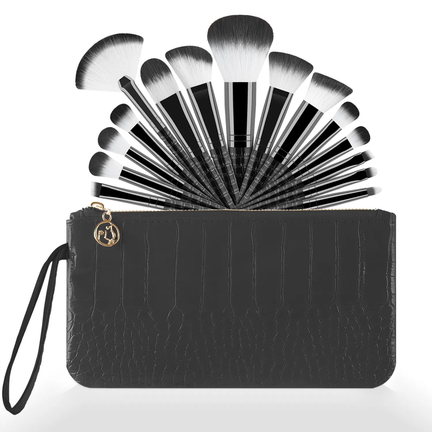 Conjunto de ferramentas de maquiagem tudo em um, 33 peças, 15 pincéis, esponjas de beleza, pó, modelador de cílios com bolsa de armazenamento para maquiagem de rosto inteiro