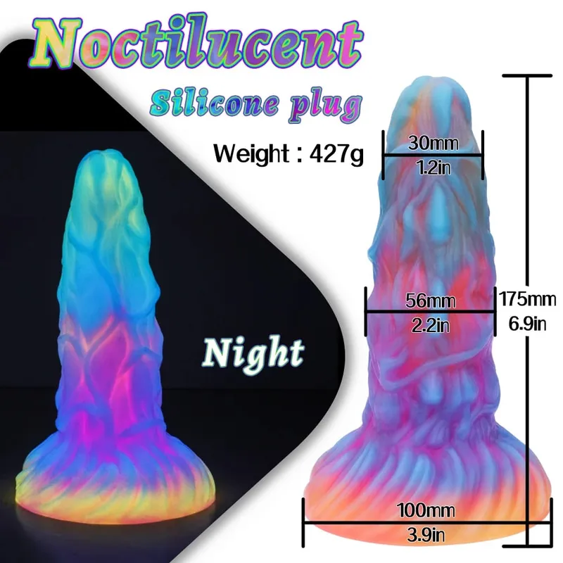 Plugue anal realista noturno brilhante, vibrador luminoso monstro dragão para mulheres e homens, plugue anal sexy em forma de cachorro, brinquedo sexual para casais — image 19