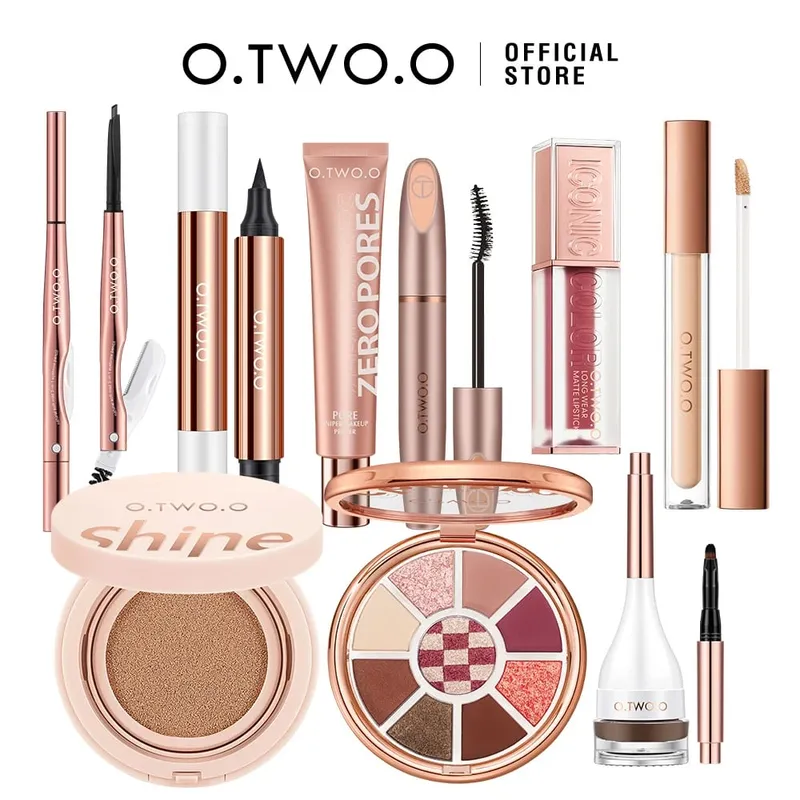 O.TWO.O Juego completo de maquillaje 10 Uds Kit de cosméticos máscara delineador de ojos base BB crema cojín de aire corrector lápiz labial maquillaje para mujeres