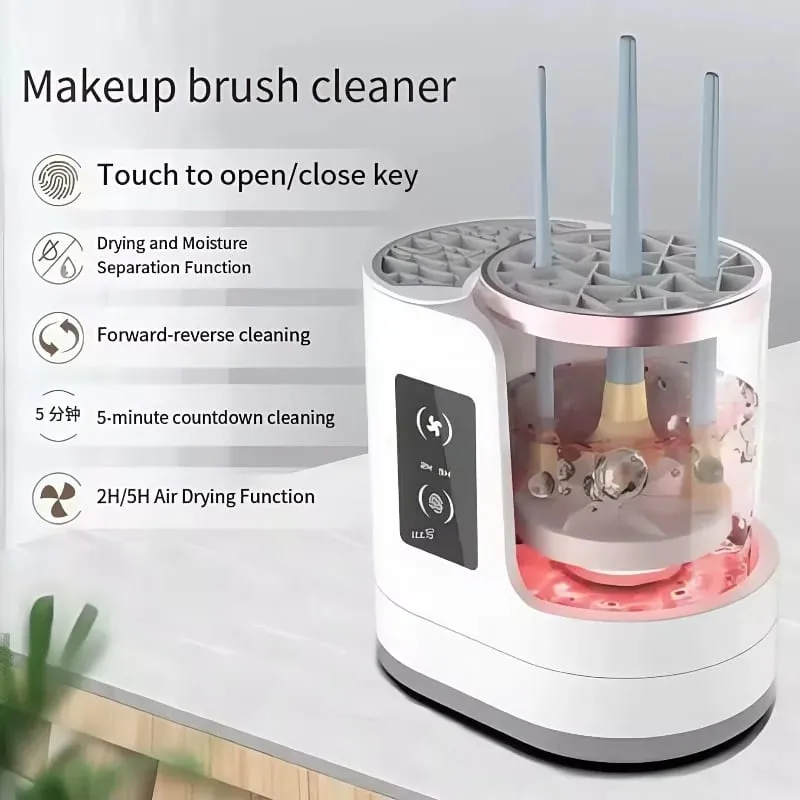 Elektrický stroj na čištění štětců na make-up 3 V 1 Sušička štětců na make-up Přenosný automatický USB nástroj na čištění kosmetických štětců — image 2