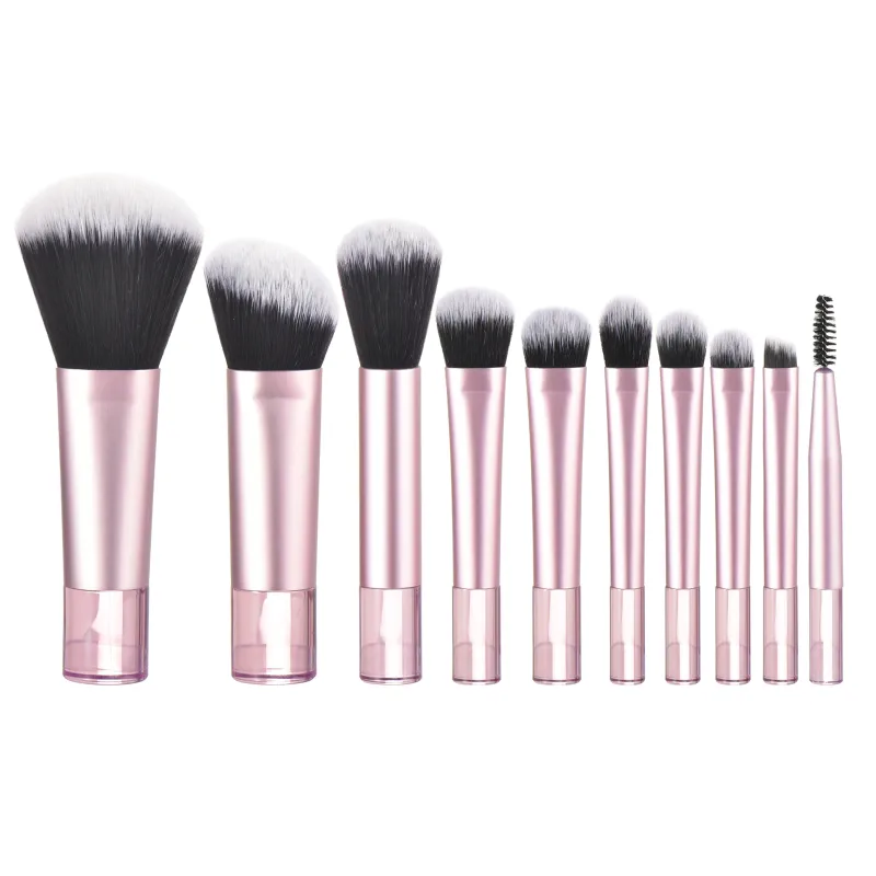 10 Pink Mini Makeup Brush Travel Portable Makeup Tool Makeup Puff - Palm Brush Professional Makeup Tool Set — image 8