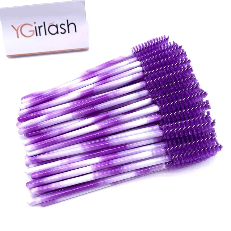 YGirlash 50 יחידות Lash Swans מוליך ריסים קריסטל ידית יהלום חד פעמית שרביטי מסקרה ניילון מברשת כלים קוסמטיים