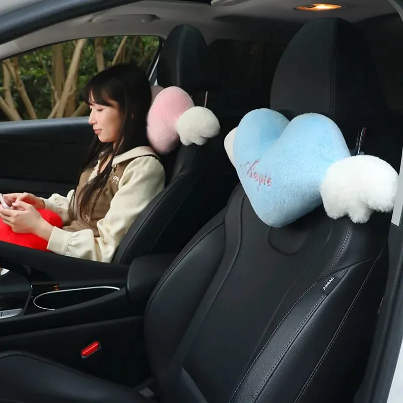Cute Angel Heart Plush Pillow with Wings Soft Fluffy Love Heart Stuffed Cushion Car Sofa Home Decor Valentine Creative Gift — image 9