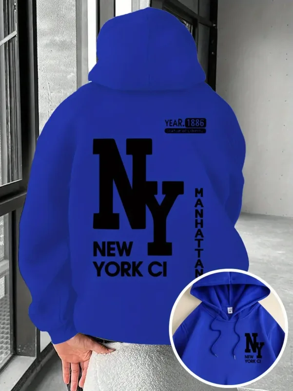 New Men's Autumn Fashion Letter Printed Soft and Comfortable Hoodie Outdoor Street Style Clothing