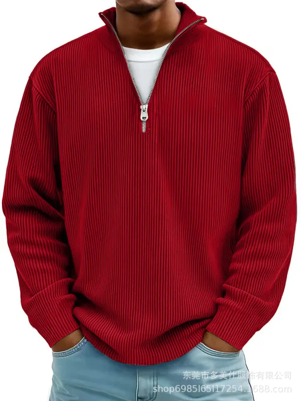 Men's Autumn Winter Stand-Collar Zip-Up Sweatshirt Loose Long Sleeve Casual Daily Outdoor Fashion Trendy Men's Outerwear — image 7