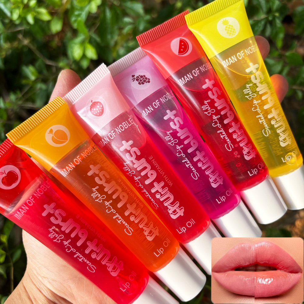 6Pcs Perisa Buah Berair Set Pengilat Bibir Berkilat Gel Bibir Jelas Penghidratan Pelembap Bibir Glos Bibir Wanita Makeup Bibir Borong — image 8