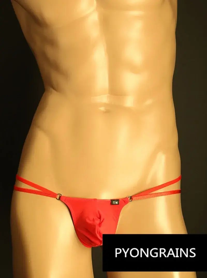 Lelaki Cincin O Logam Boleh Laras Dua Tali Nipis Bikini Seluar Rendah Naik Sutera Ais Sutera 3D U Convex Pouch Seluar Dalam Lelaki Seksi — image 13