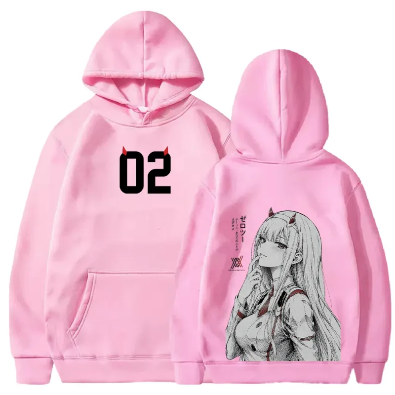 in the FRANXX Harajuku Anime Zero Two Hoodies Streetwear Men Women Clothing Long Sleeve Oversized Fleece Hooded Pullover — image 10
