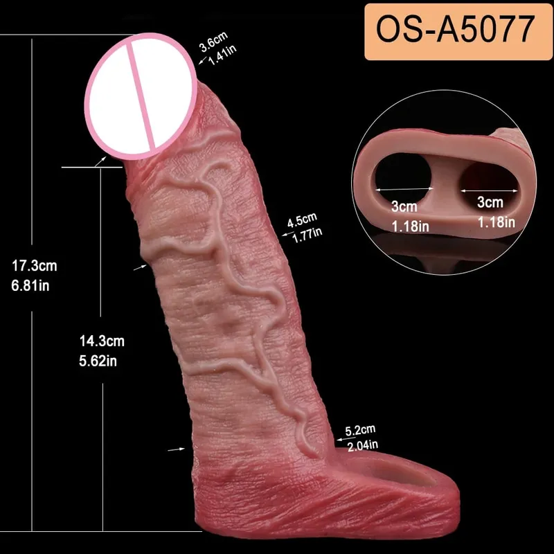 Close Head Realistic Penis Sleeve Sex Toys for Men Delay Ejaculation Dick Extender For Couples Sex Pleasure Sexshop