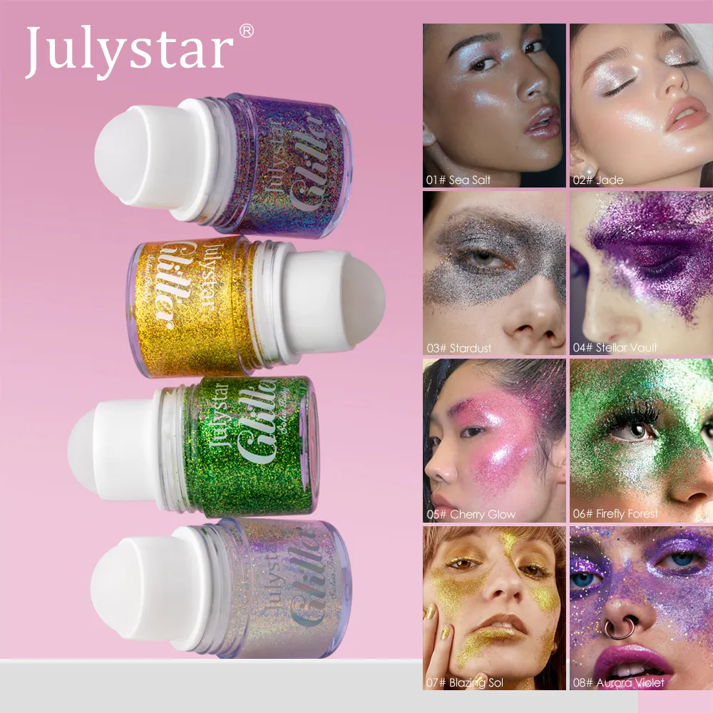 Rolling Sequins Glitter Gel Face Body Painting Shiny Liquid Green White Pearl Gloss Eye Shadow Brighten Stage Makeup Decoration — image 5