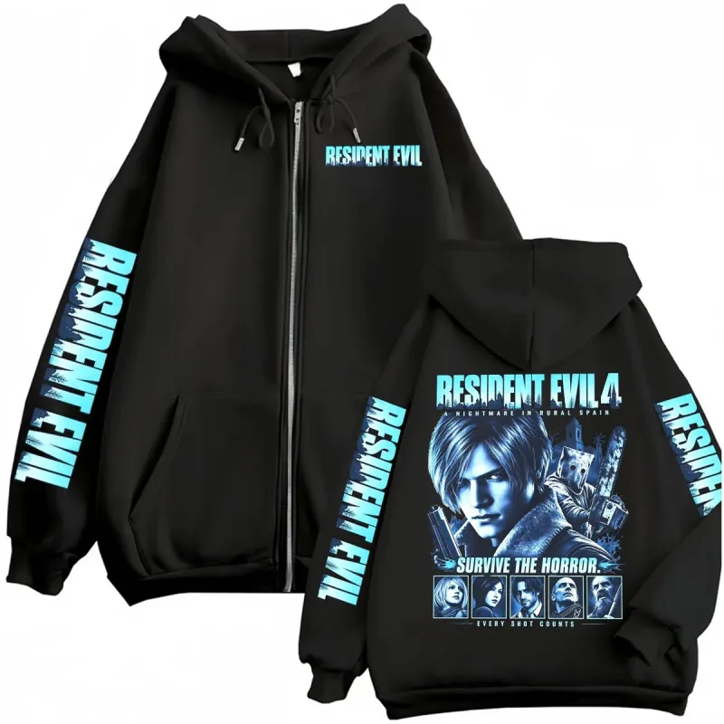 Resident Evil Requiem Zip Up Hoodies Leon Kennedy Horror Game Zipper Hoodie Men's Women Harajuku Classic Jacket Sweatshirt Coats — image 1