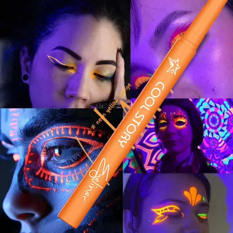 Stylo Gel Eyeliner Fluorescent UV 12 couleurs, imperméable, séchage rapide, Eyeliner coloré néon, blanc, bleu, violet, maquillage pour les yeux, fête musicale — image 14