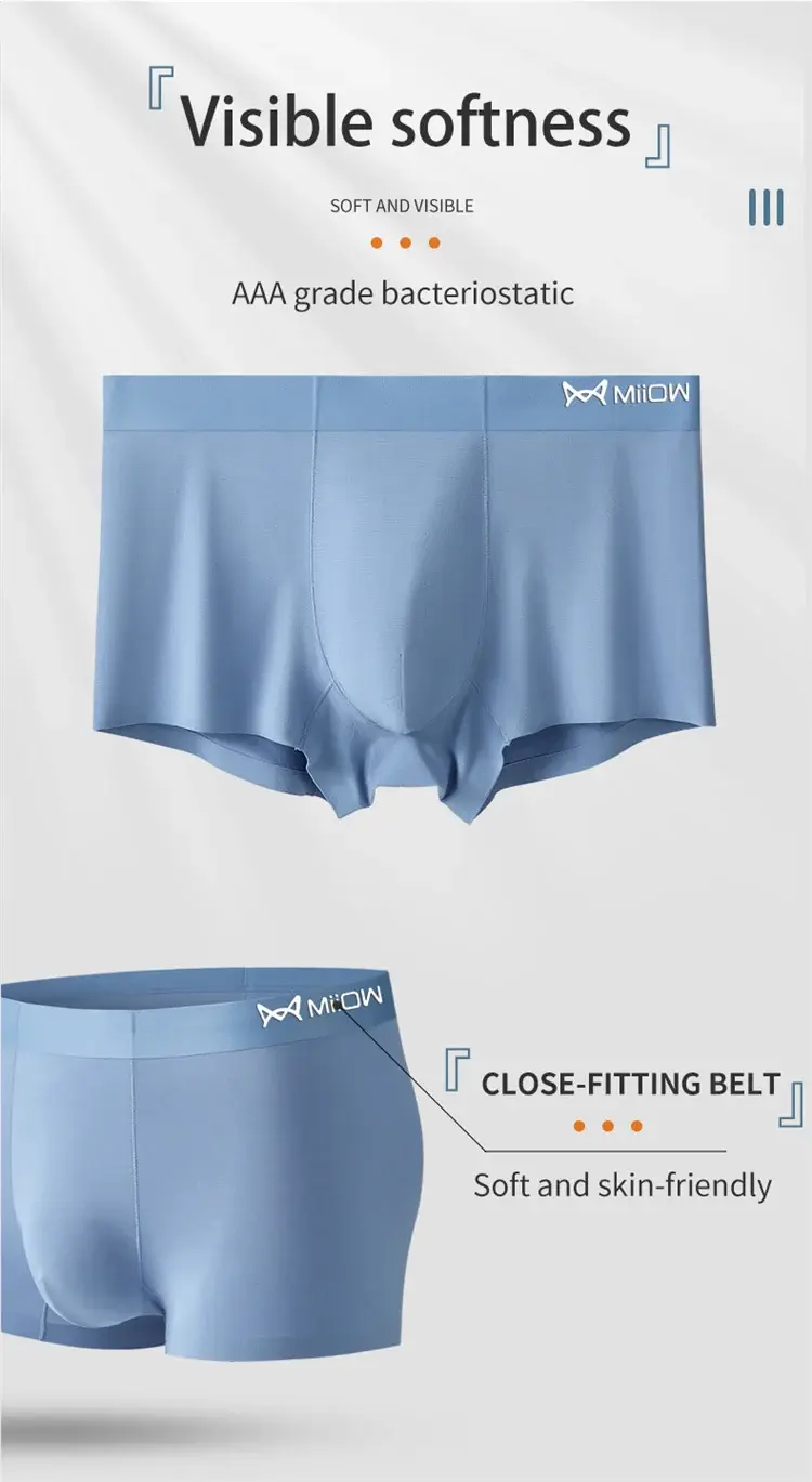 MiiOW 3Pcs/Men's Underwear High Quality Modal Boxer Shorts Antibacterial Breathable Men Underpants Elasticity Large Size Panties — image 10