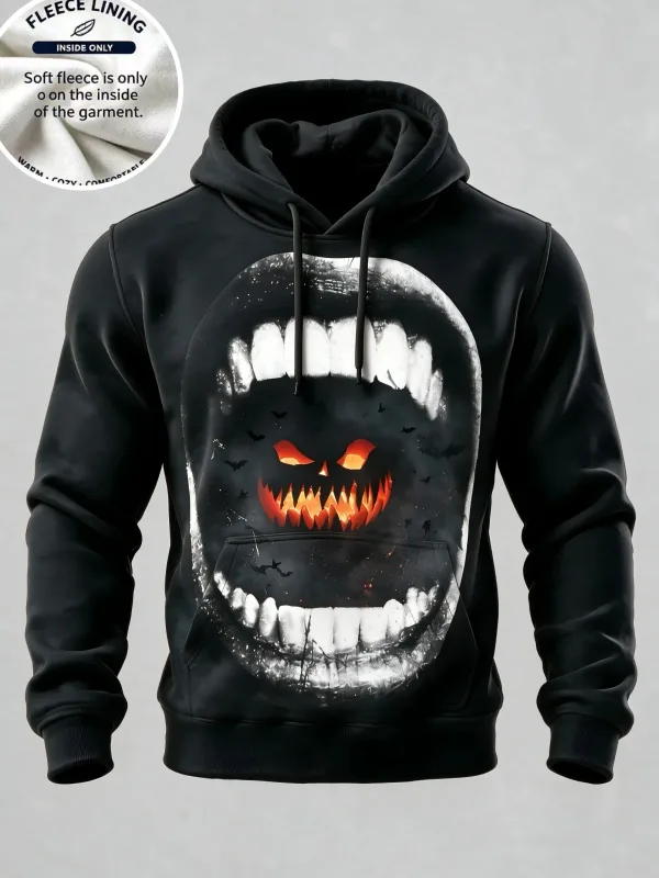 3D Print Halloween Fleece Hoodie Witch Black Cat Monster Shadow Pumpkin Pullover Long Sleeve Kangaroo Pocket Holiday Sweatshirt — image 5