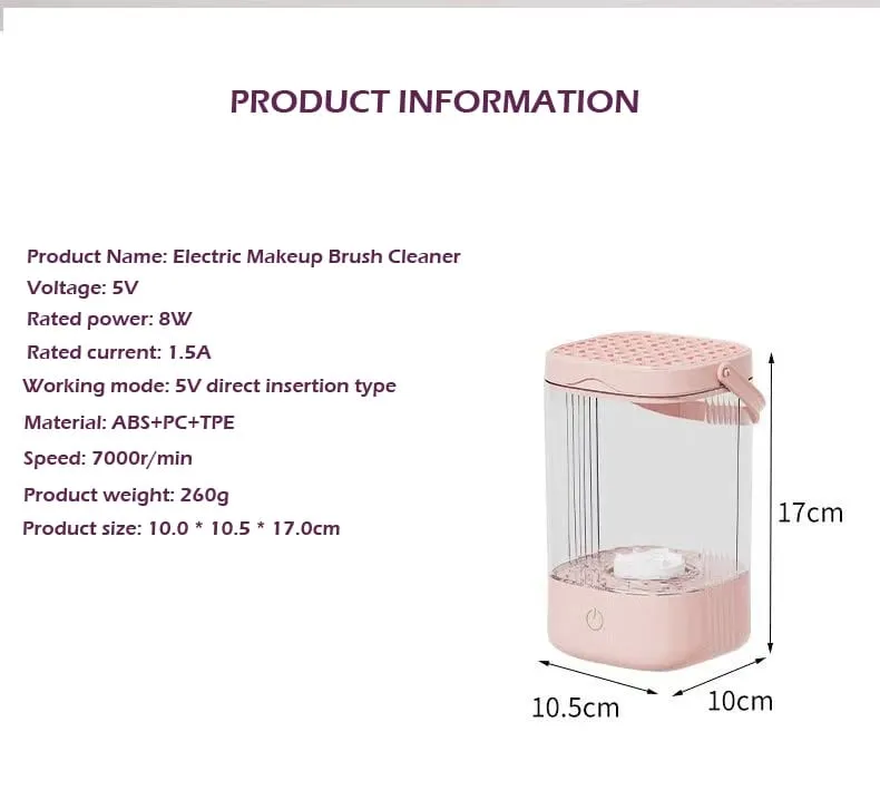 Đầu cắm USB Máy làm sạch cọ trang điểm bằng điện cầm tay Công cụ làm sạch cọ trang điểm có thể sạc lại Công cụ làm sạch cọ trang điểm tự động — image 6