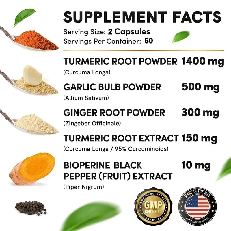 Curcumine de curcuma avec poivre noir pour une absorption optimale Meilleur supplément végétalien pour le soutien des articulations — image 6