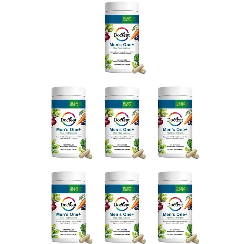 Docteat Men's One+ Real Food Nutrients Capsules with Vitamins & Minerals for Energy Immune & Digestive Support Men 150 Capsules