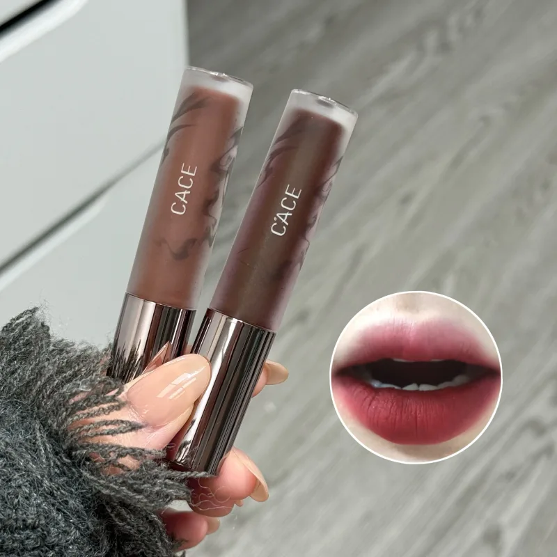 Punk Dark Brown Lip Mud Nude Matte สีส้มสีน้ำตาลลิปกลอส Raspberry Red Liquid ลิปสติก Waterproof Non Stick Cup Lip Tint แต่งหน้า