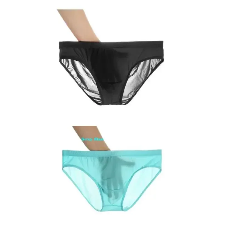 2PCS 울트라 얇은 얼음 실크 팬티 남자 플러스 사이즈 M-4XL 솔리드 컬러 청소년 반투명 낮은 허리 통기성 섹시한 남성 팬티 — image 16