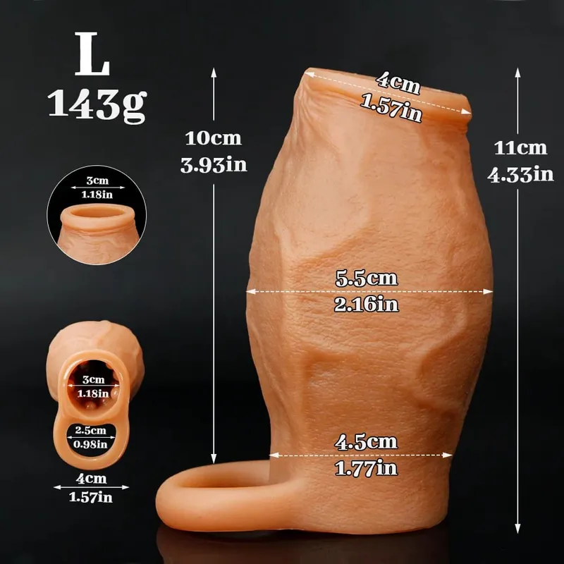 Sexy Thicken Cock Sleeve Penis Lock Penis Ring Adult Sex Toy For Men Dick Enlarged and Soft Silicone Penis Sleeve Enlargement — image 9