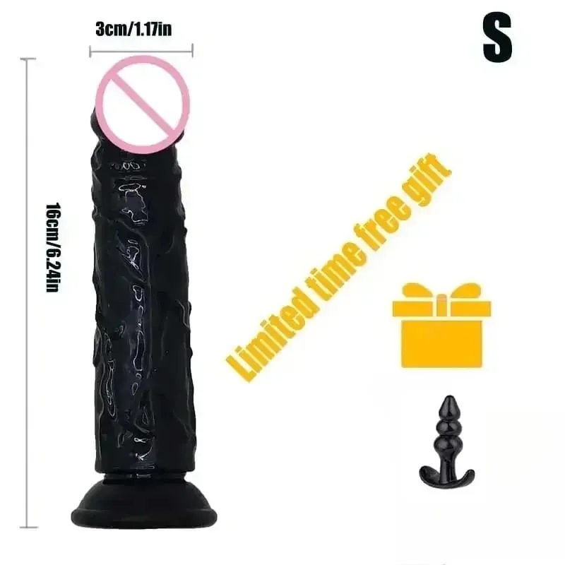 Dildo Hitam Realistis Murah 6 Ukuran Cangkir Isap Penis Penyumbat Pantat Kontol Panjang G Spot Anal Vagina Masturbasi Mainan Seks Dewasa untuk Wanita — image 10